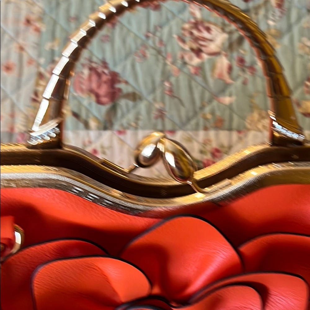Elegant Orange Floral Women's Bag - Picture 3 of 10